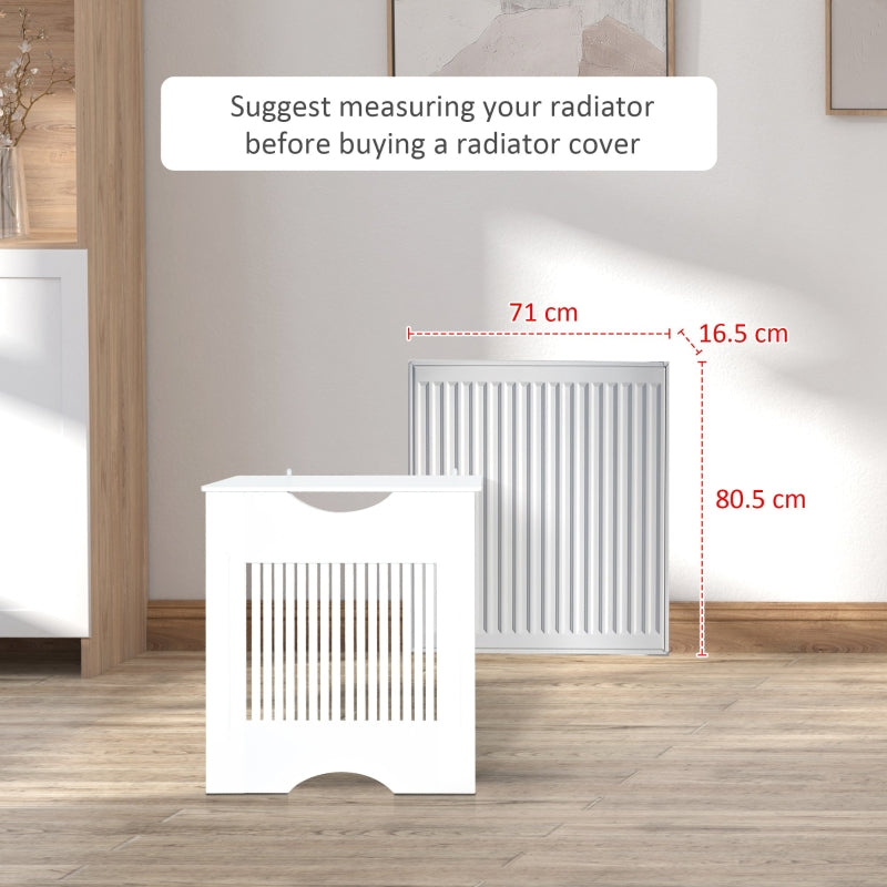 Radiator Cover Heater Cabinet Modern Slatted MDF White