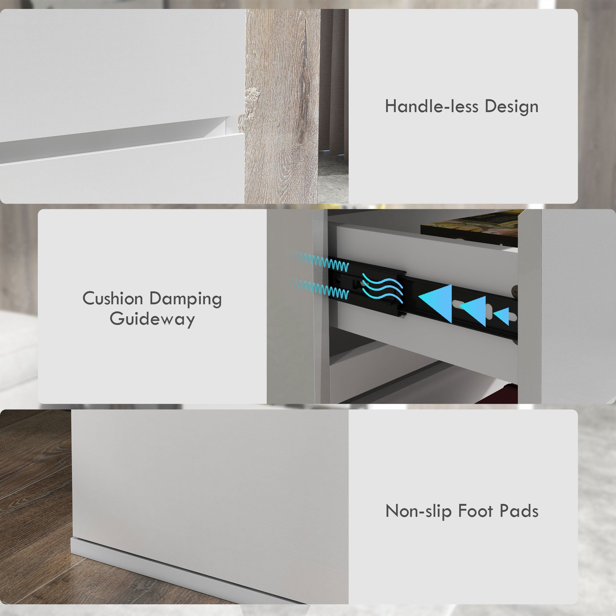 Dresser: Modern Storage Unit, 5-Drawer, High Gloss, White