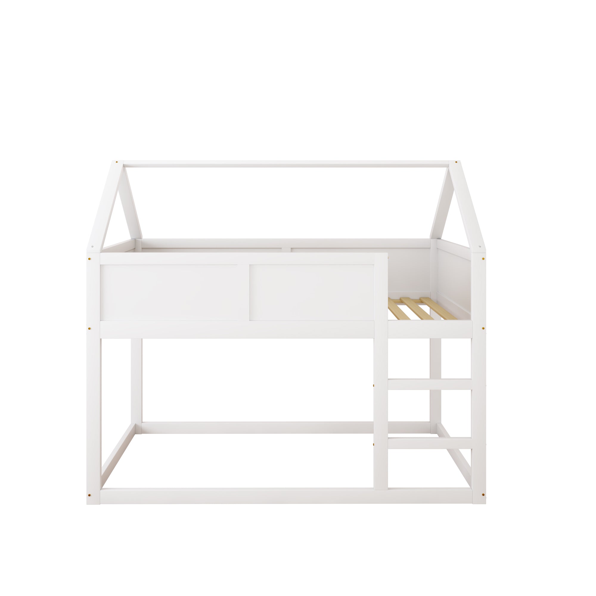 Bunk bed for children, 90x200cm Low Single Loft Bed with Stairs, White Solid Wood