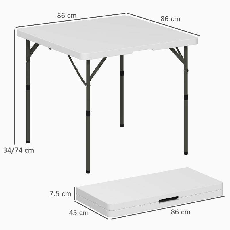Folding Camping Table 34/74cm with Handle - White