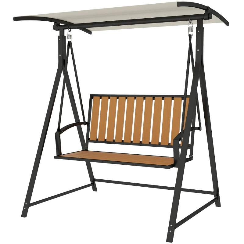 Porch Swing, 2-Seater, Adjustable Sunroof, Weatherproof, Black