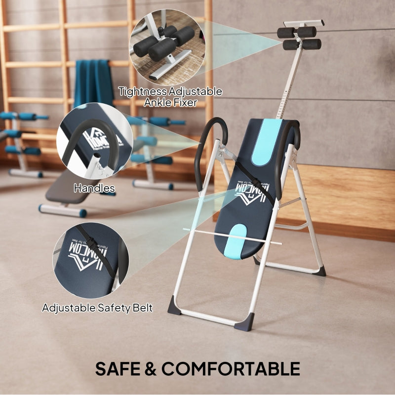 Foldable Inversion Table for Back Therapy, Home Fitness Bench - Black