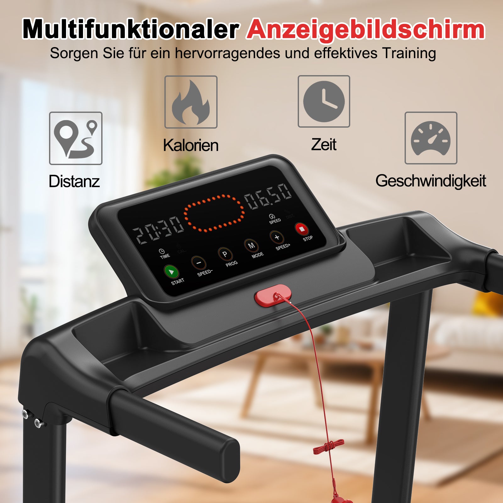 Treadmill Foldable LED Max 120kg 12km/h Tablet Holder