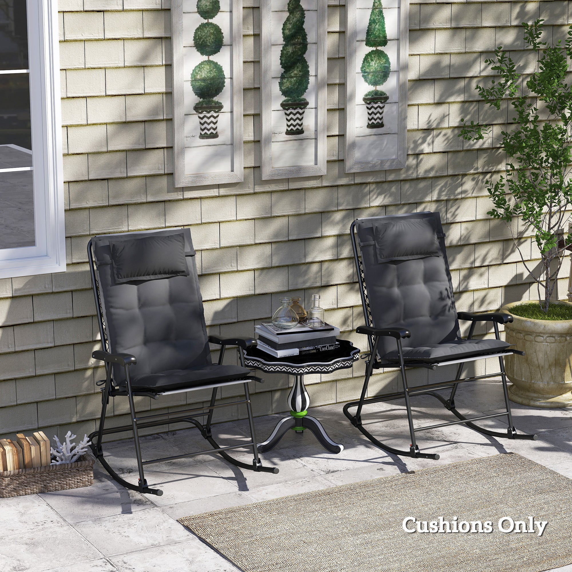 Cushions for Sun Loungers, Set of 2 Water-Repellent 50x116x5 cm, Dark Grey