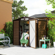 Garden Shed, 4 x 6ft Galvanised Steel with Lock and Gloves - Oak