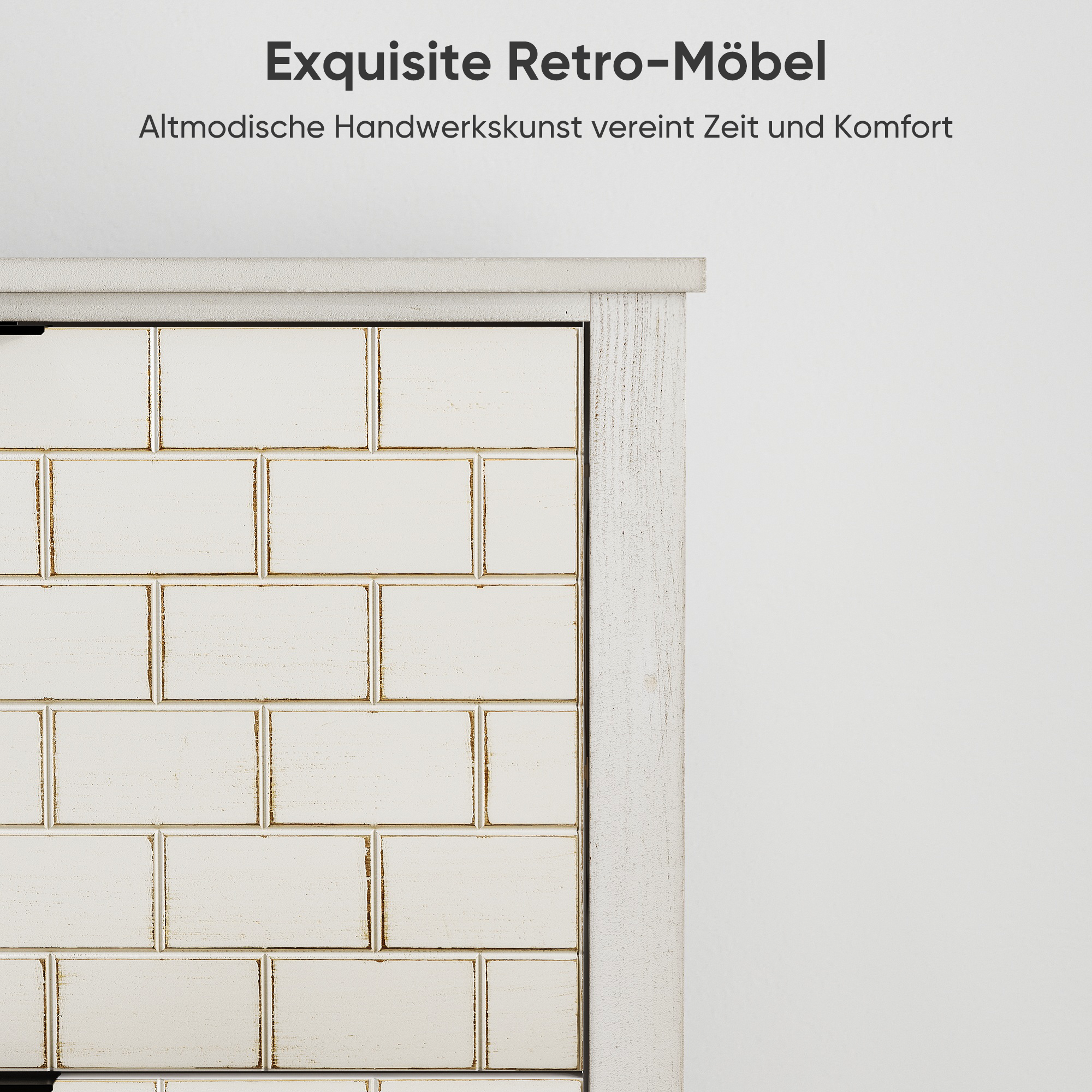 Vintage shoe cabinet, 80 cm, 2 folding drawers, white