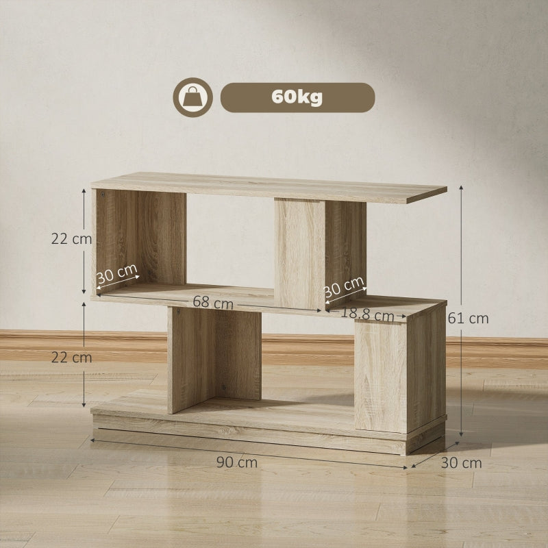 S-Shaped Side Table Natural Wood Finish