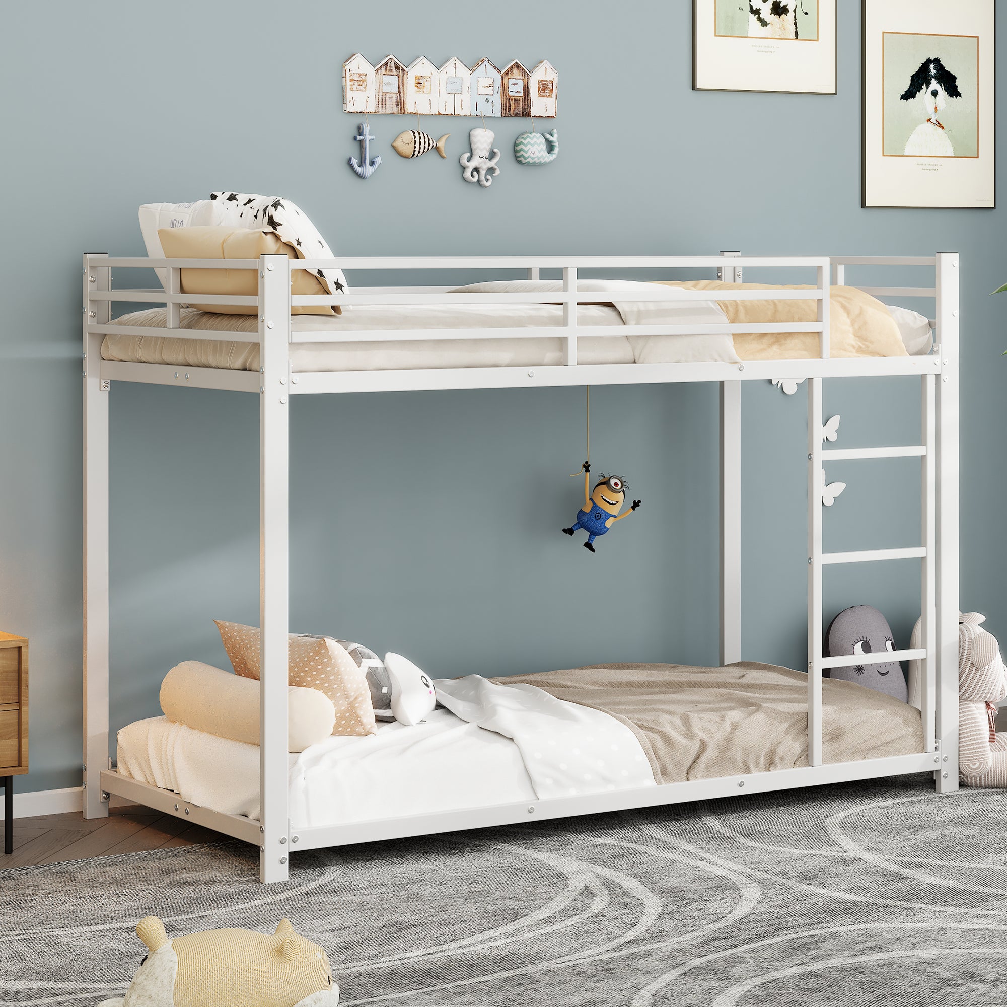 Children's Bunk Beds, Classic 90x200 Iron, White
