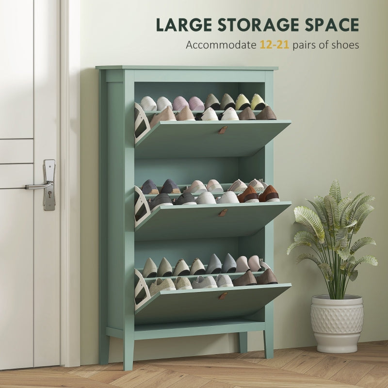 Modern Shoe Cabinet, Three-Drawer, Green
