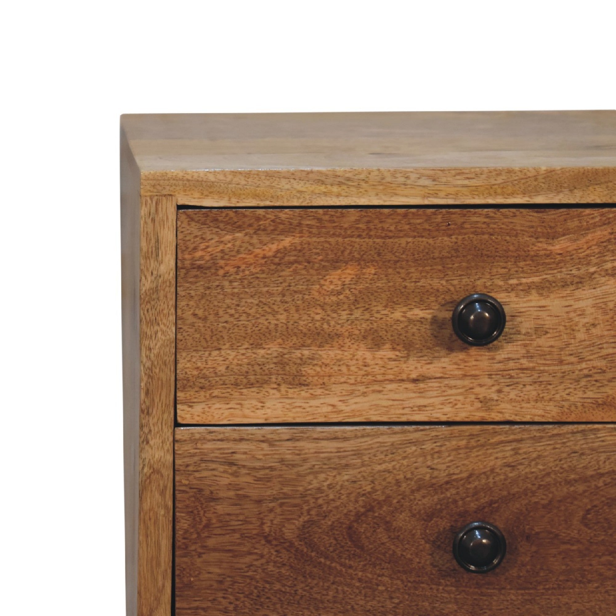 Solid Wood Mini Bedside 2 Drawers Oak-ish Brown
