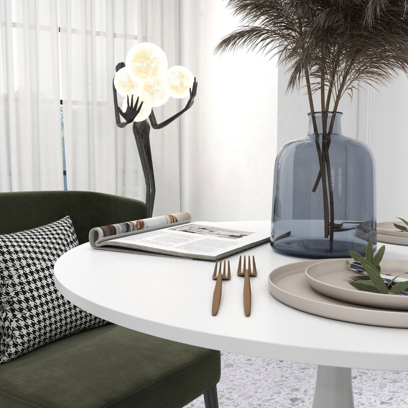 Round Dining Table Small Modern Steel Base White