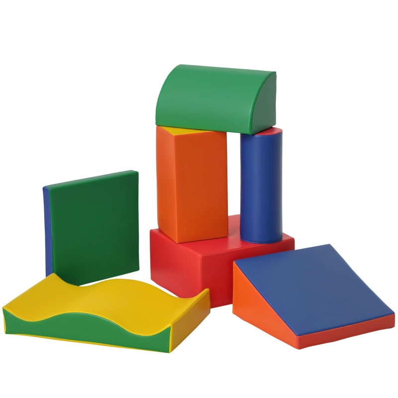 7-Piece Soft Building Blocks, Foam for Romping and Climbing, Artificial Leather, Colorful