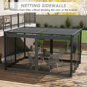 3 x 4m Pergola with Retractable Roof, Aluminium Frame, Dark Grey