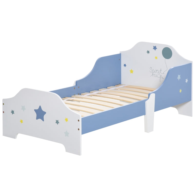 Toddler Bed Frame with Safe Guardrails Low Junior Blue