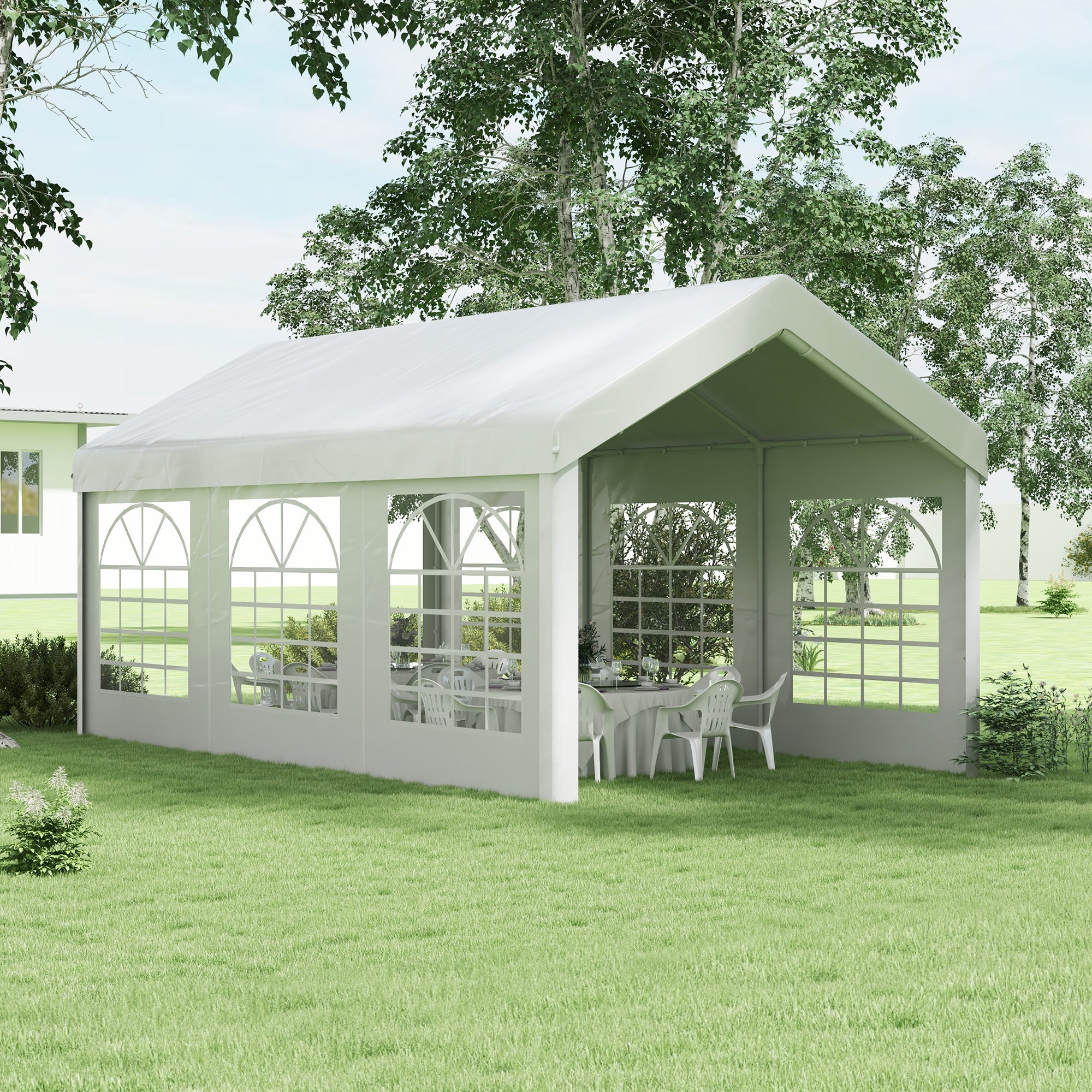 Side Panel for Gazebo/Party Tent, 6x2m Waterproof & UV-Resistant, White