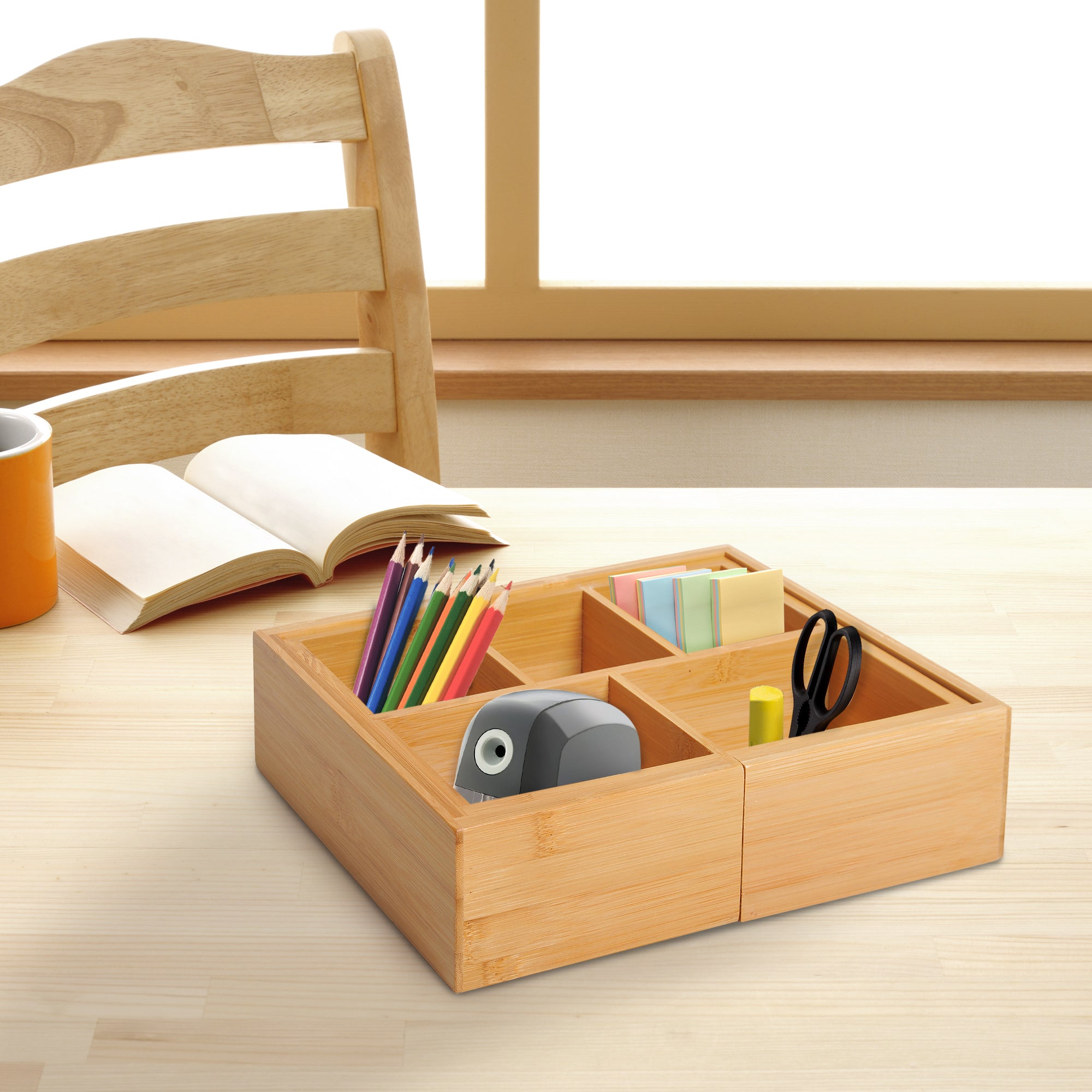 Storage Box Drawer Organizer, Extendable, Bamboo Natural