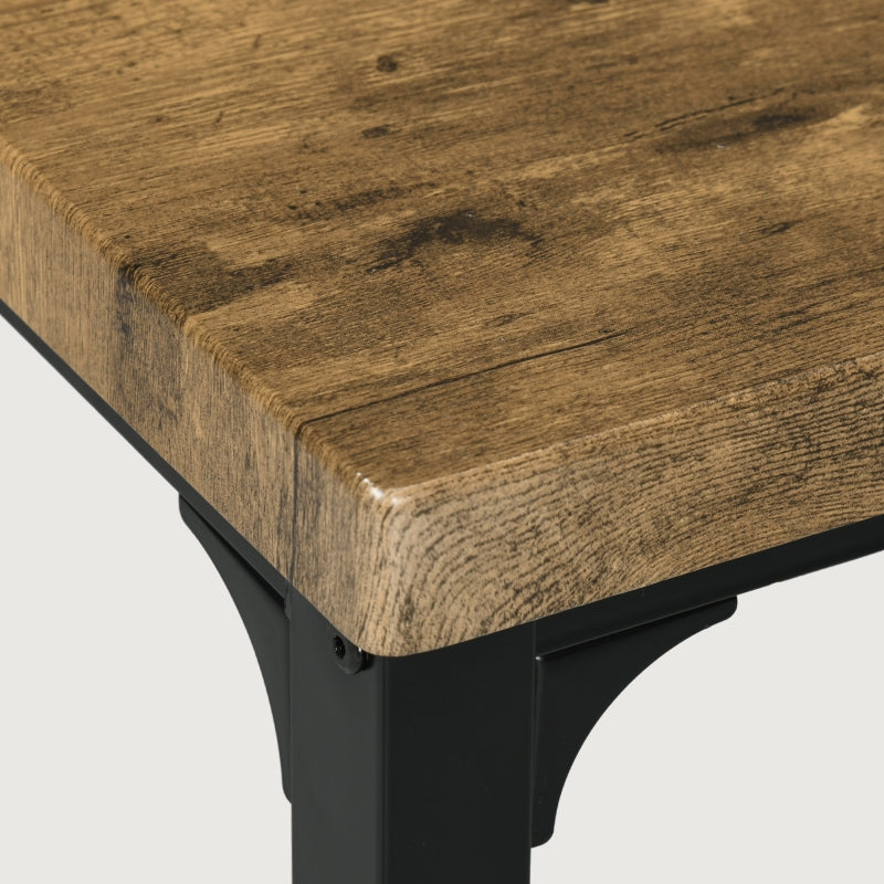 3-Piece Dining Set, 1 Table and 2 Chairs, MDF+Metal, Brown