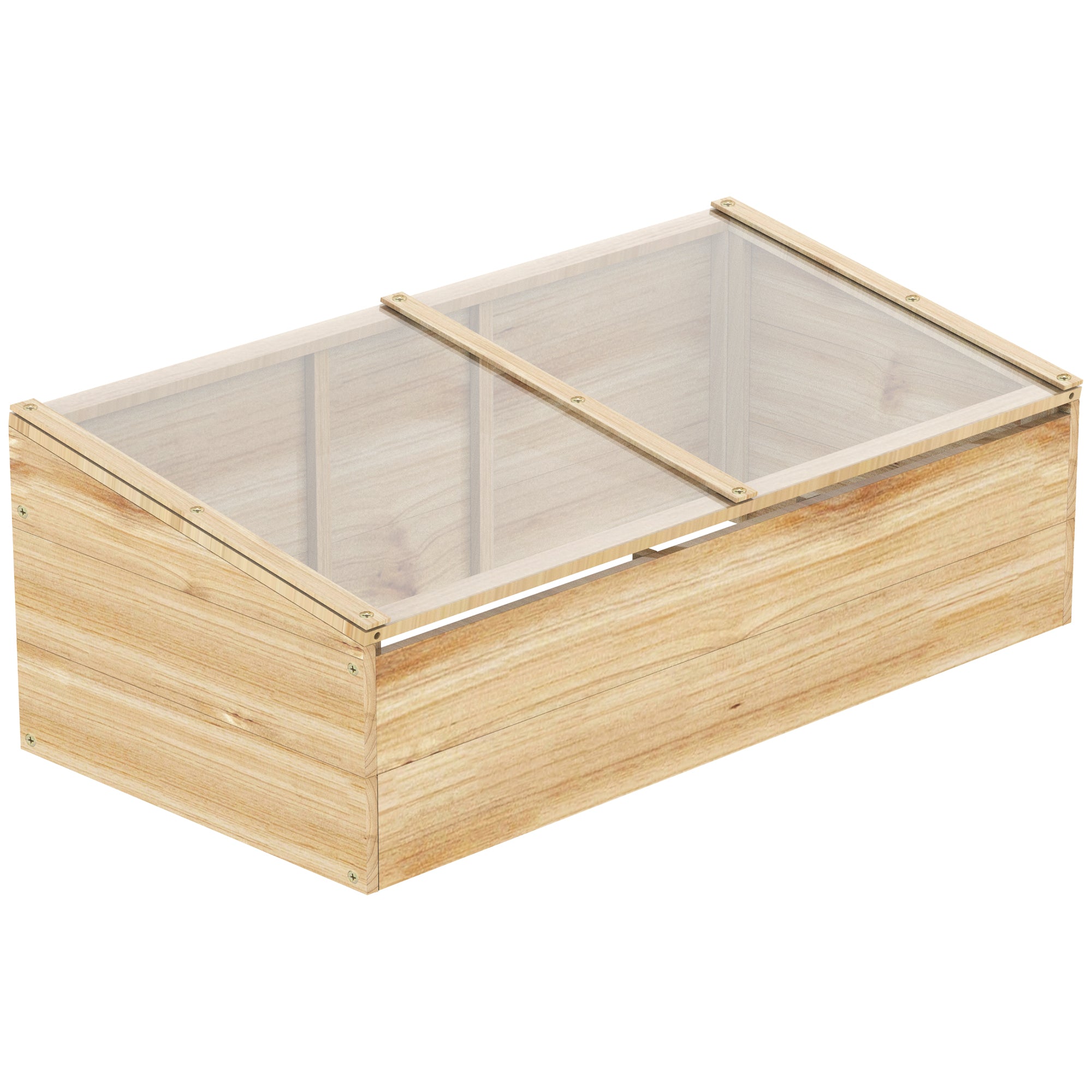 Wooden Greenhouse Cold Frame, Planter System 100x50x35 cm, Natural Fir/PC Board