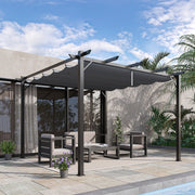 Aluminum Gazebo with Retractable Roof, 3 x 3 m - Grey