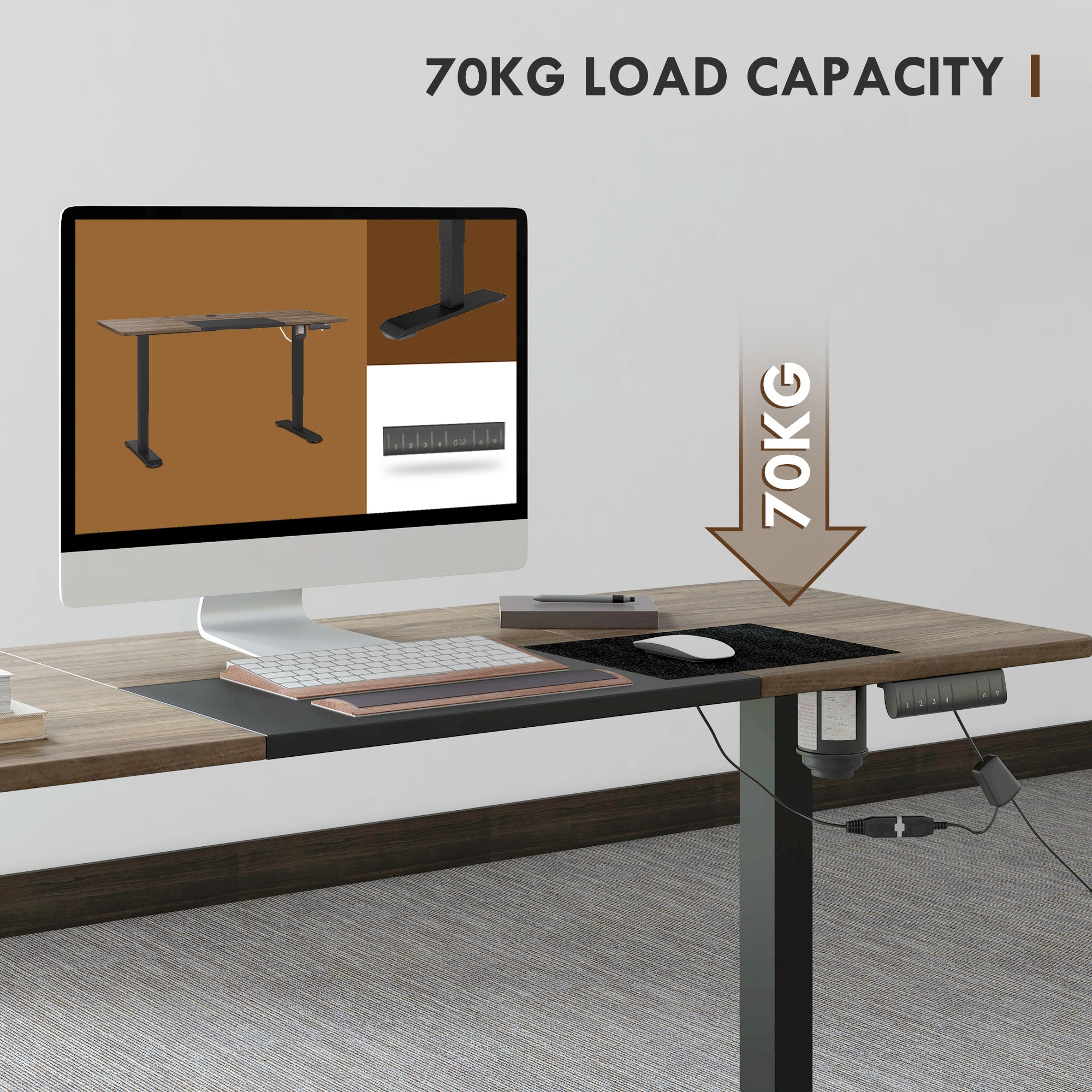 Adjustable Electric Standing Desk with LED Display - Black