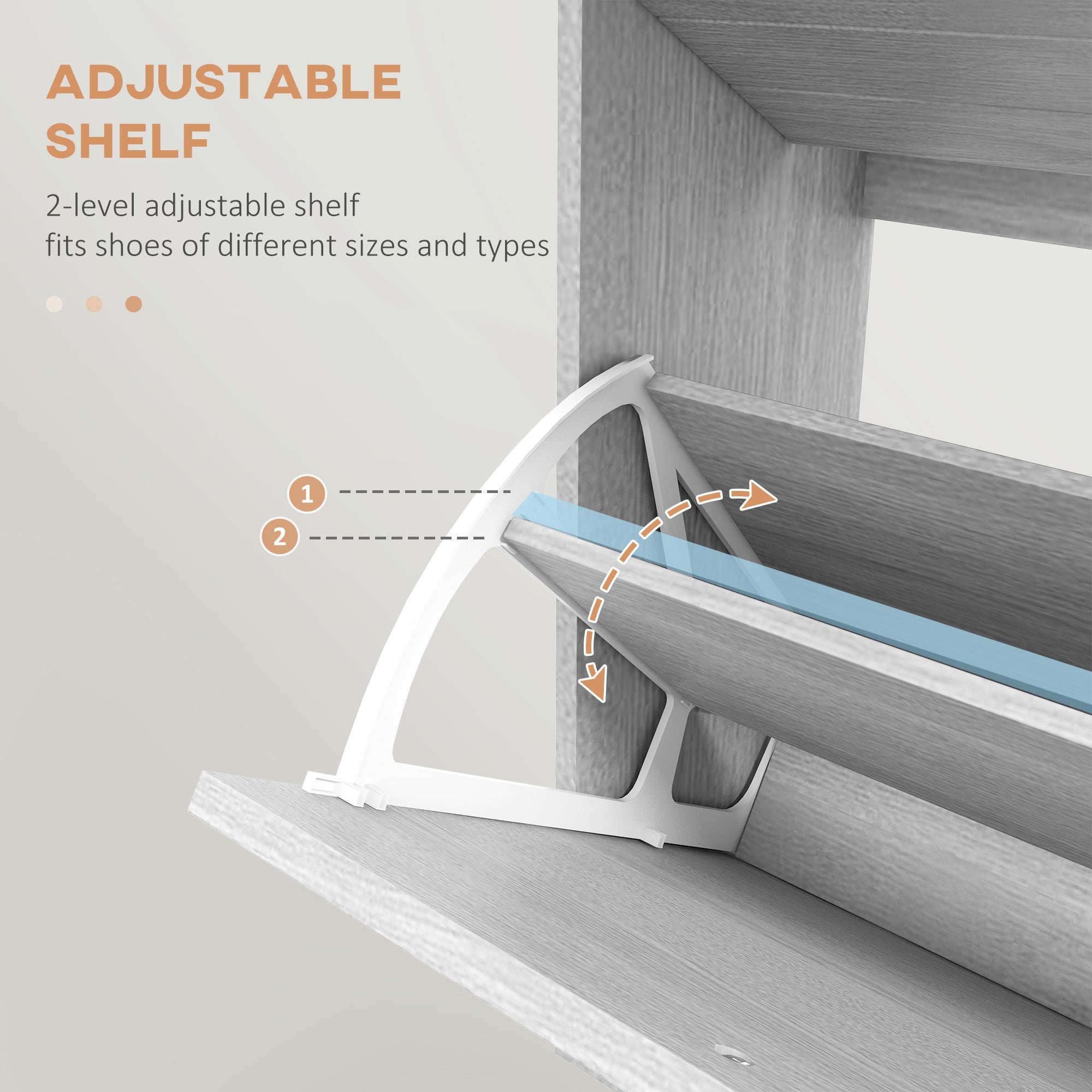 12-Shoe Flip Drawer Storage Cabinet Grey Wood-Effect