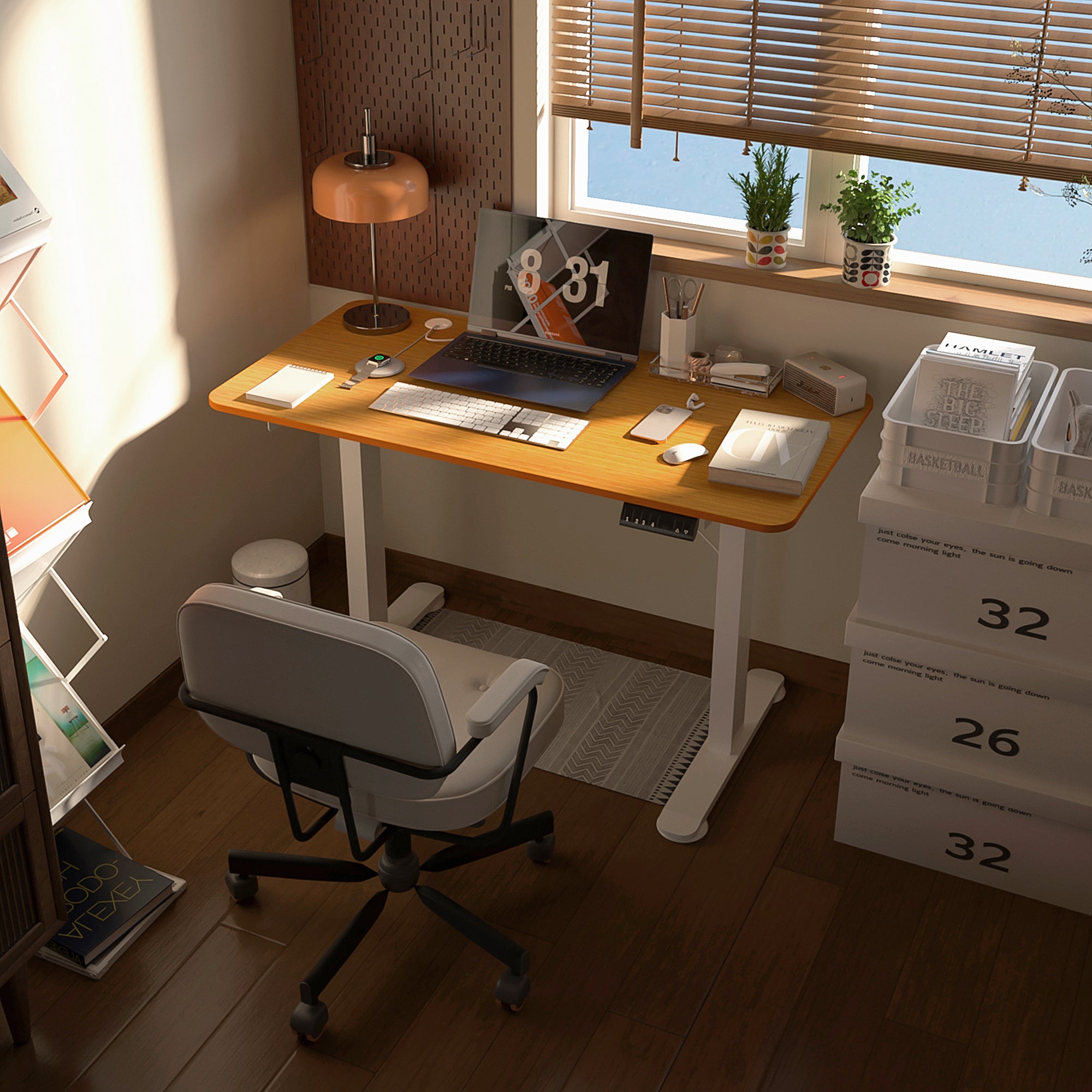 Vinsetto Electric Standing Table, Height-Adjustable 120x60cm, Natural Wood