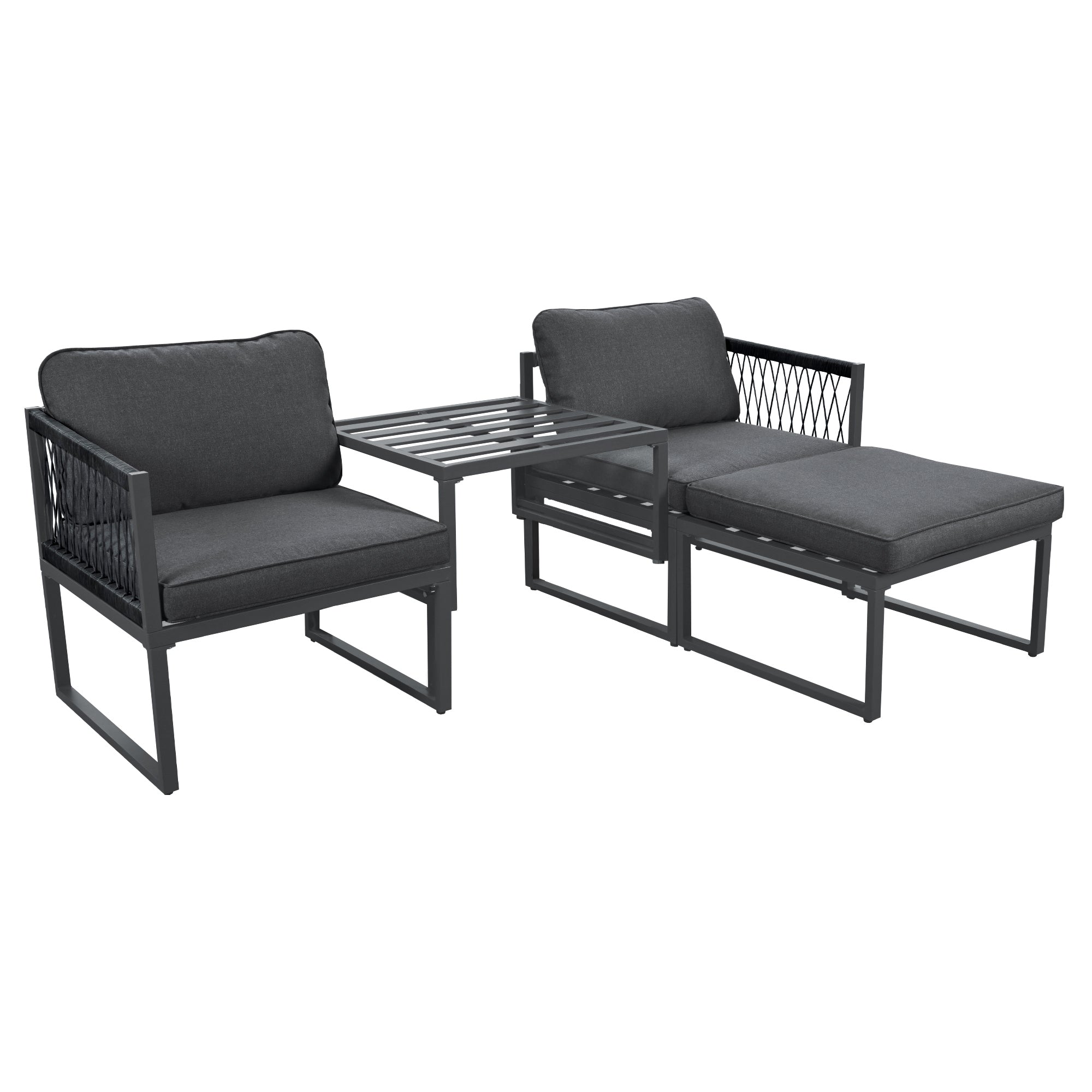 Garden Lounge Set 2 Sofas 2 Footstools - Adjustable