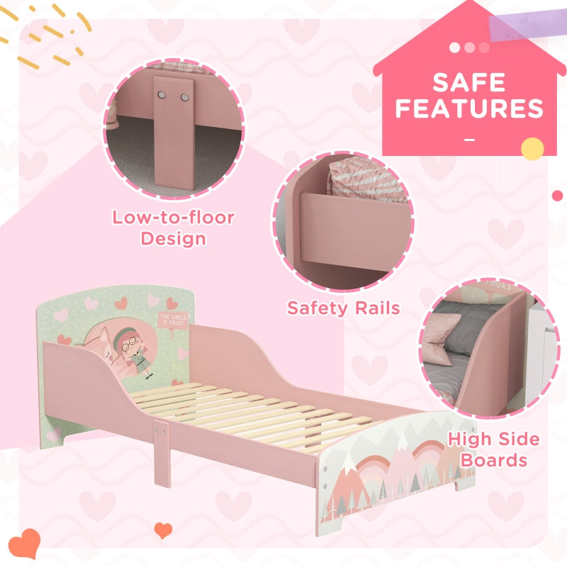 Toddler Bed Frame, Kids Furniture Ages 3-6 Years, Pink
