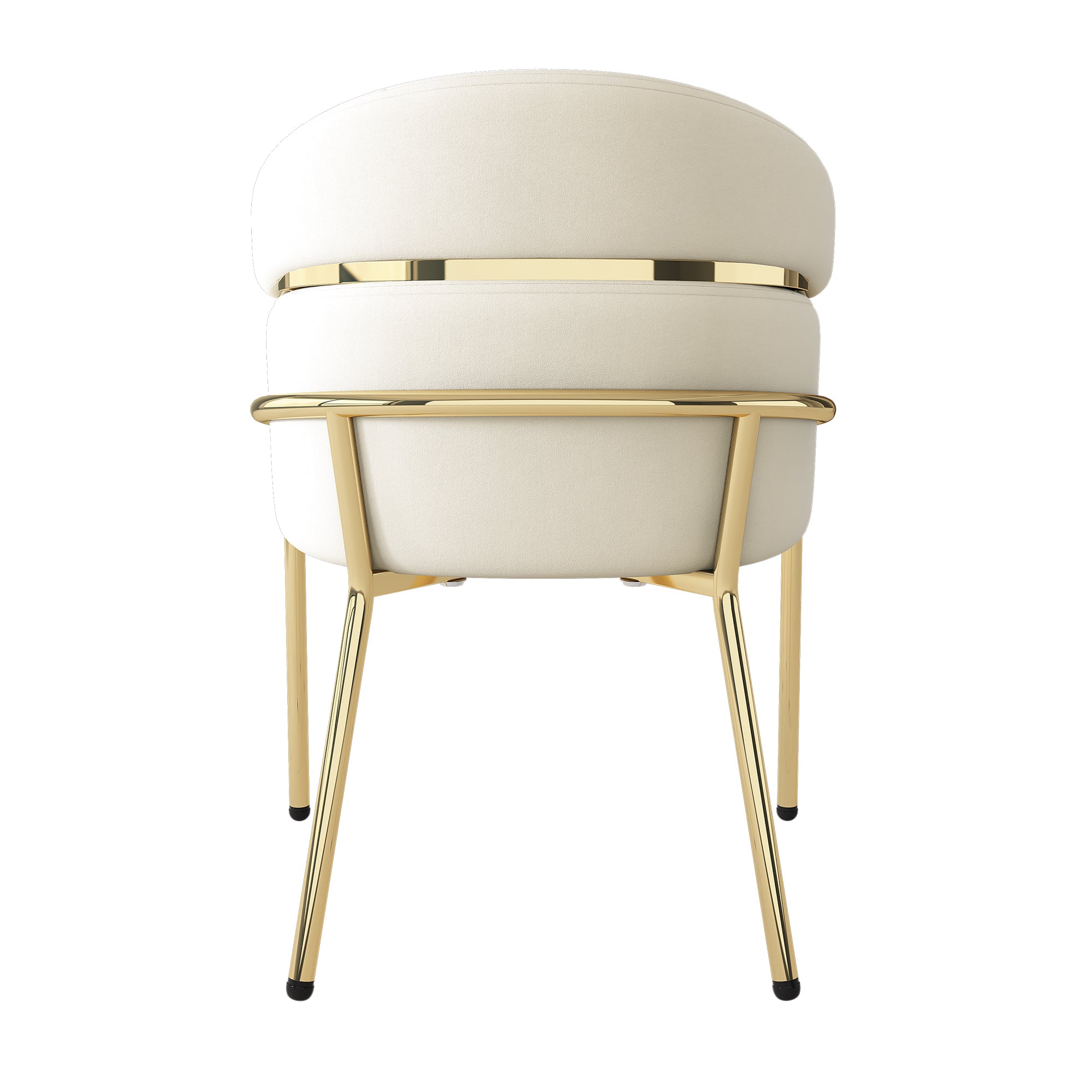 Light Luxury Dining Chair with Metal Legs, Velvet, Beige