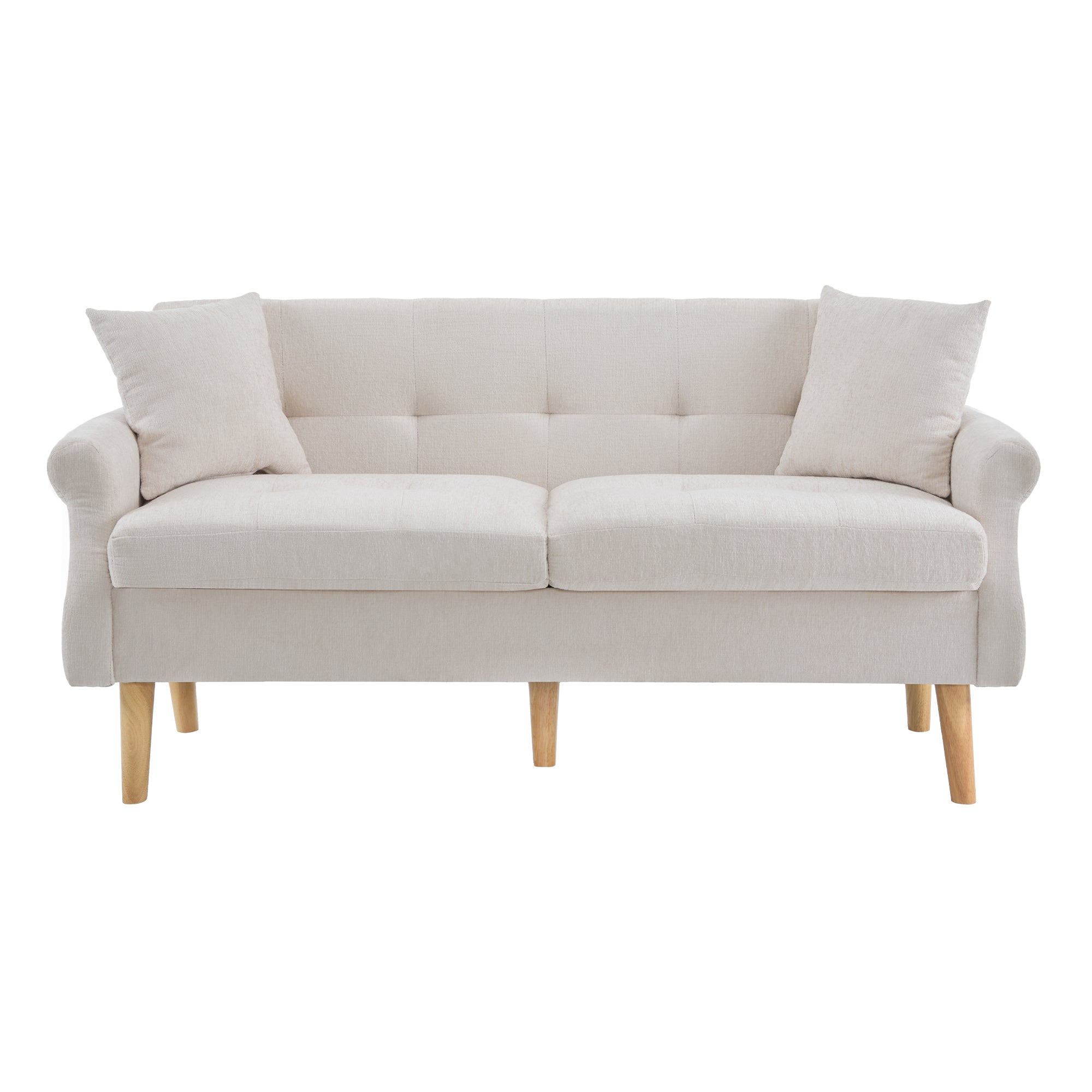 Modern Sofa, Upholstered Double Sofa with Thick Cushions, Chenille Fabric
