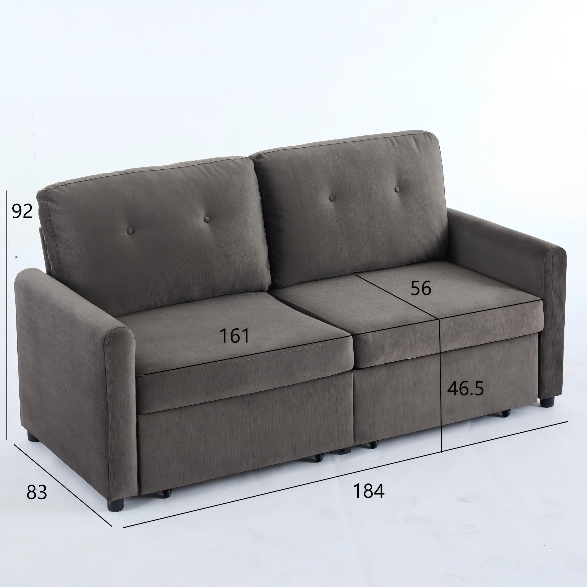 Sofa, 2-seater with Drawer Storage Function, Dark Grey