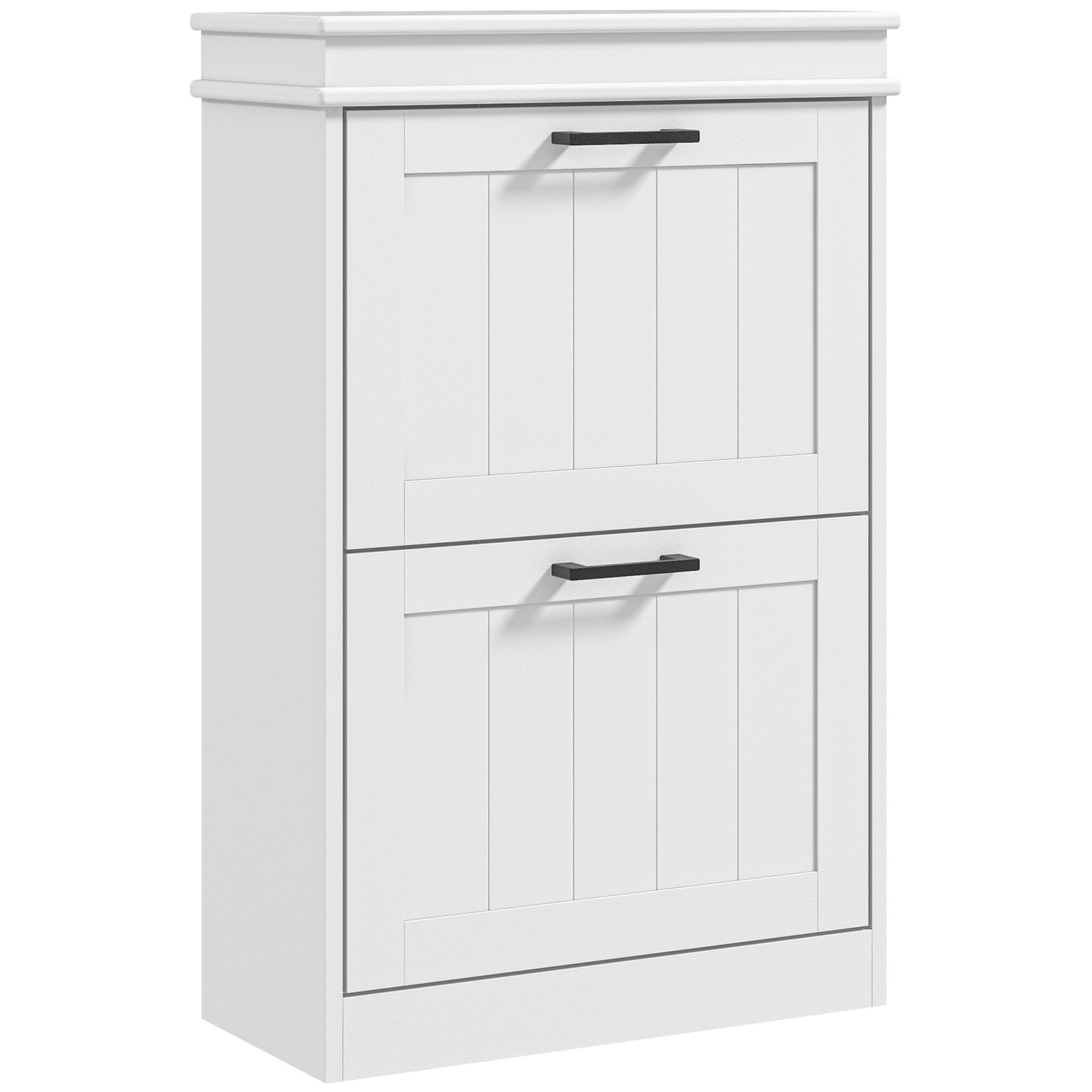 Two-Drawer Shoe Storage Cabinet, Minimalistic Holds 10 Shoes, White