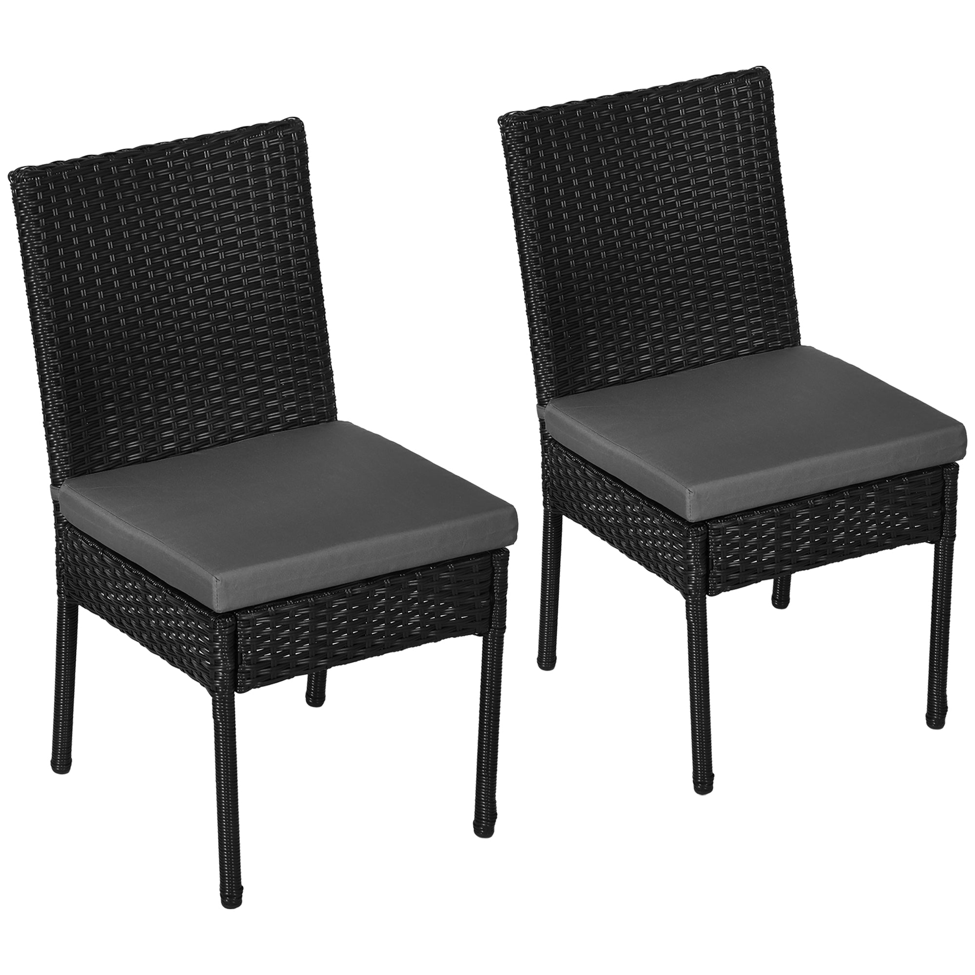 Set of Two Armless Garden Chairs Rattan - Black