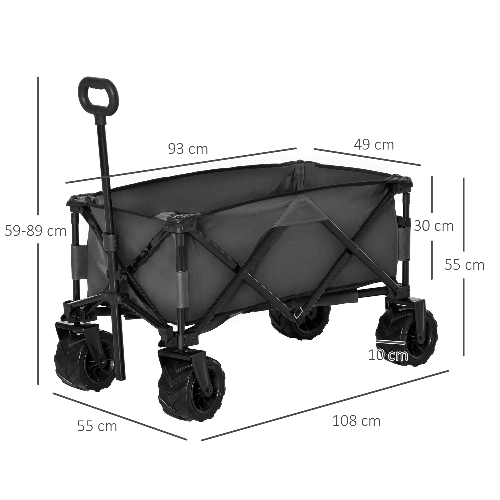 Handcart, Foldable 360° Garden Cart with Telescopic Handle, Grey