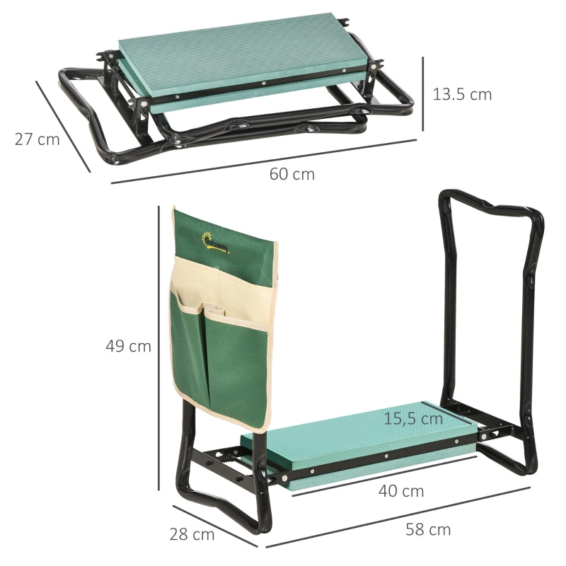Kneeling Bench Foldable 2-in-1 Garden Stool Tool Bag - EVA Foam