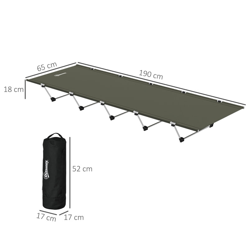 Lightweight Camping Bed, Portable Cot 150kg Support, Dark Green