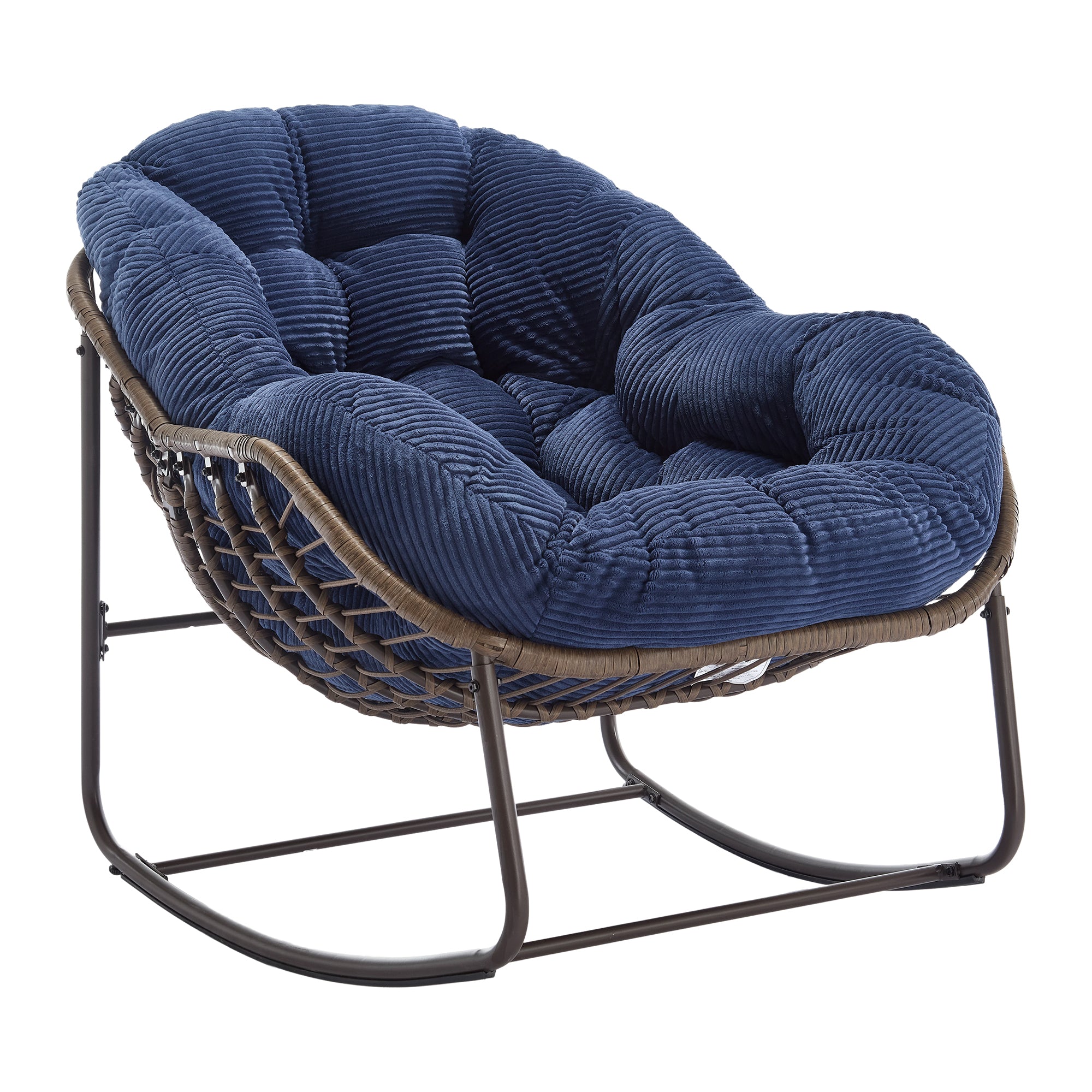 Outdoor Rattan Rocking Chair, Padded Seat with Backrest, Rattan