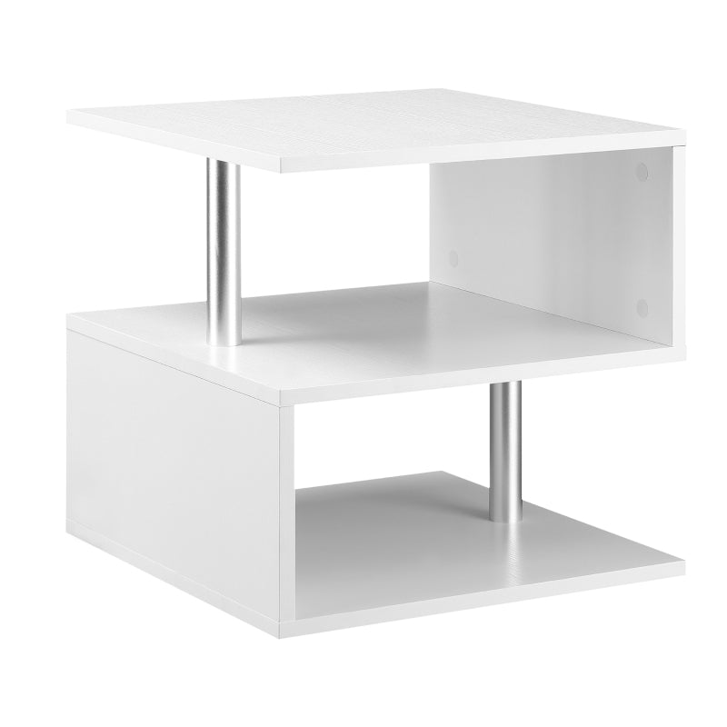 Wooden S Shape Cube Coffee Table 2 Tier Storage Shelves White