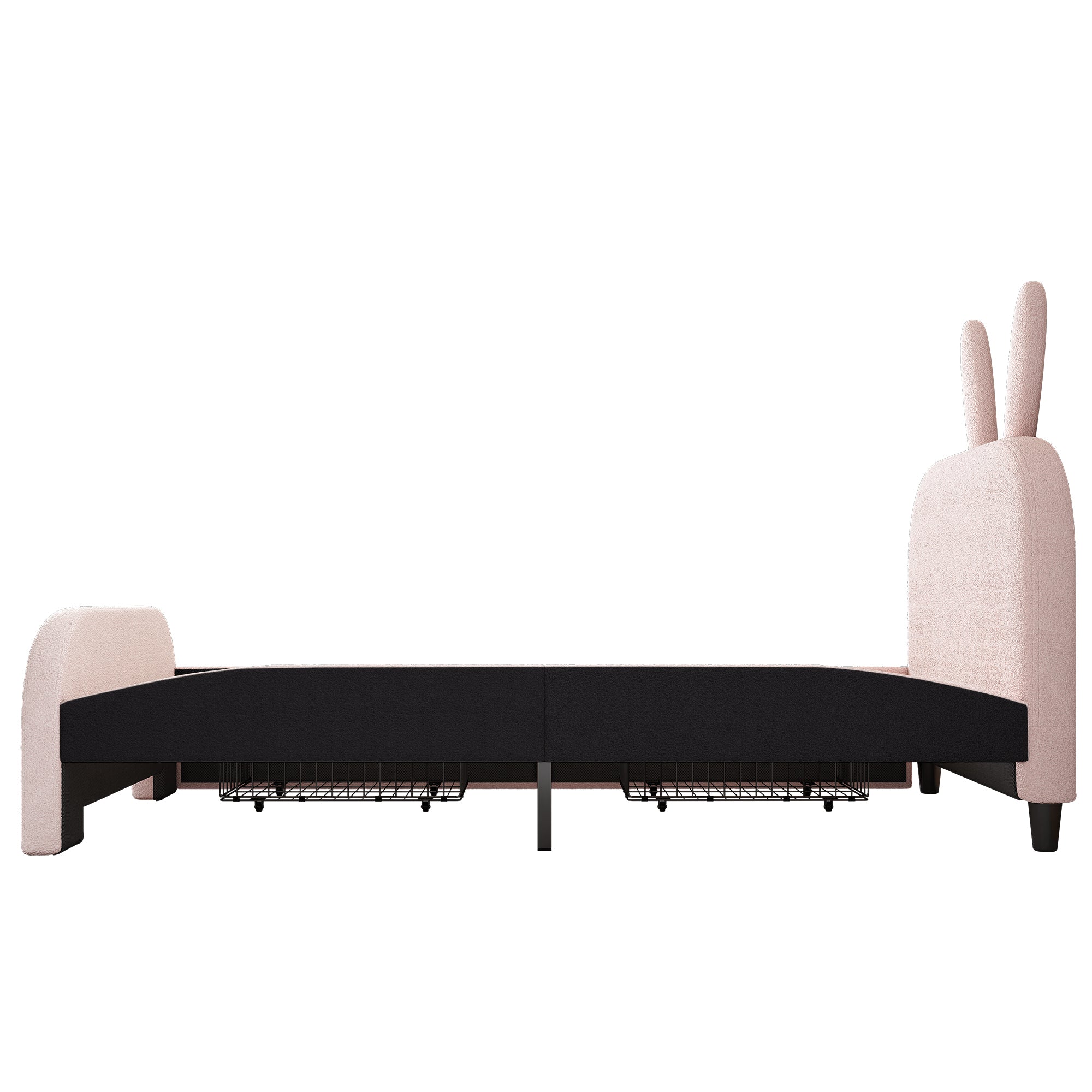 Flat Bed 90x200cm Cartoon Rabbit Shape 2 Drawers - Pink
