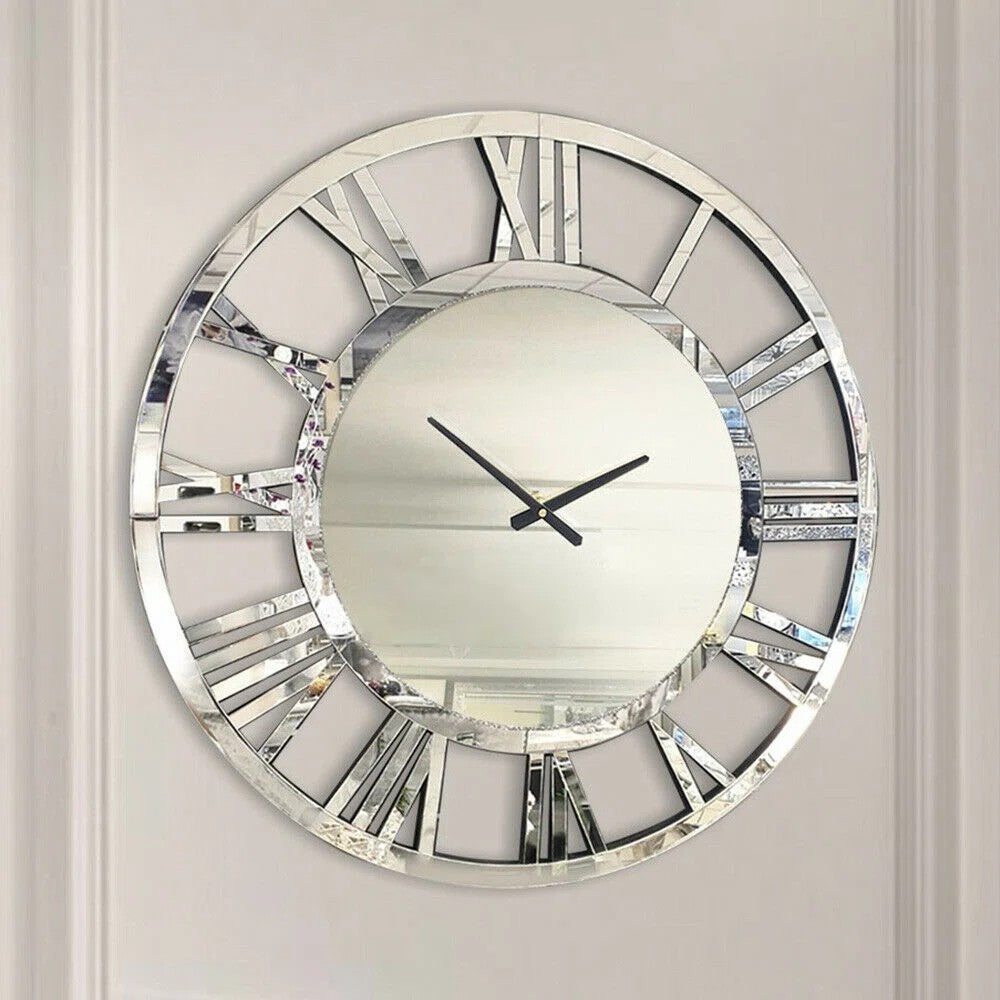 Wall Clock Modern Stylish Round Glass Finish
