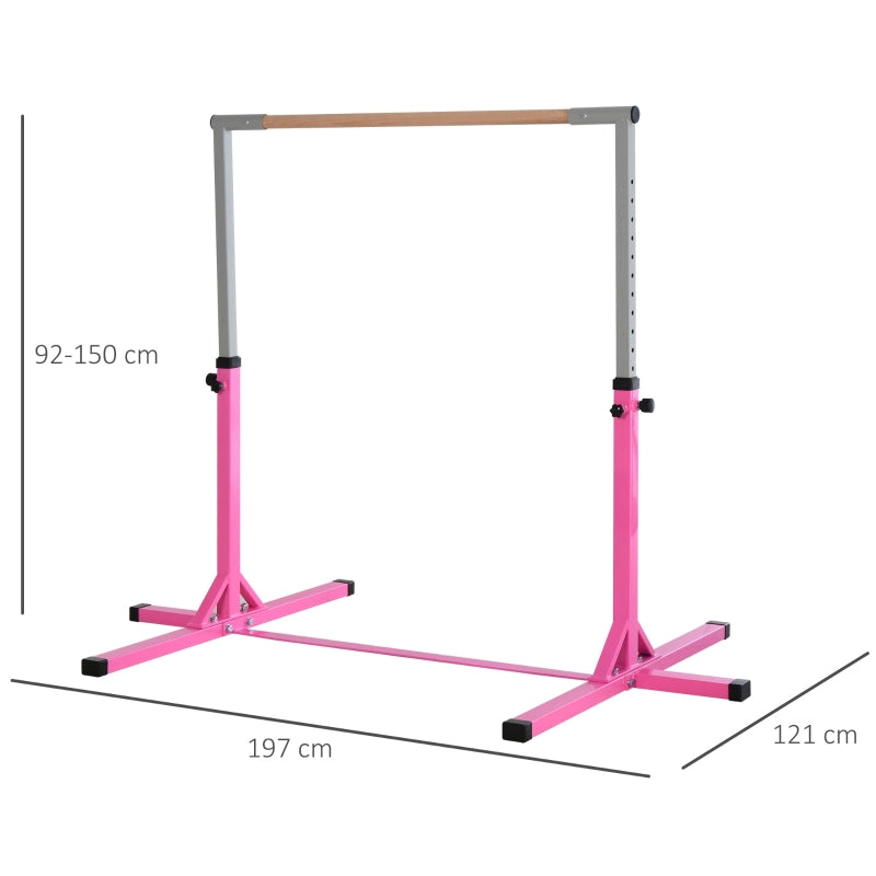 Gymnastics Horizontal Bar, Height Adjustable Kids Junior Kip Fitness, Pink