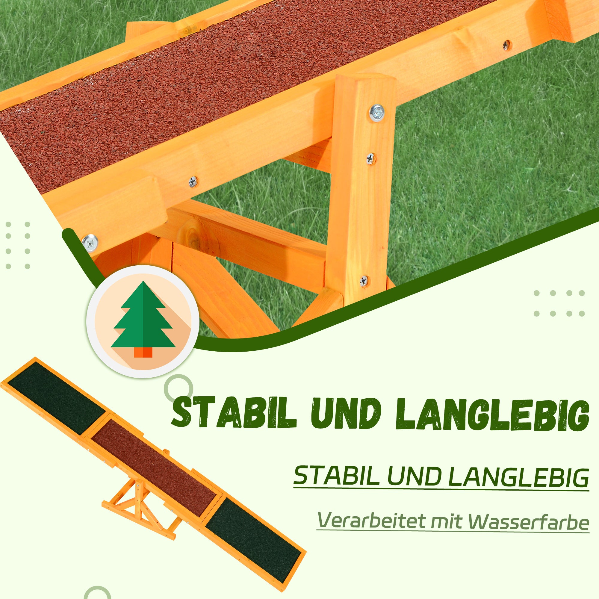 Dog Agility Seesaw, Puppy Toy for Dog Sports and Training, Pinewood