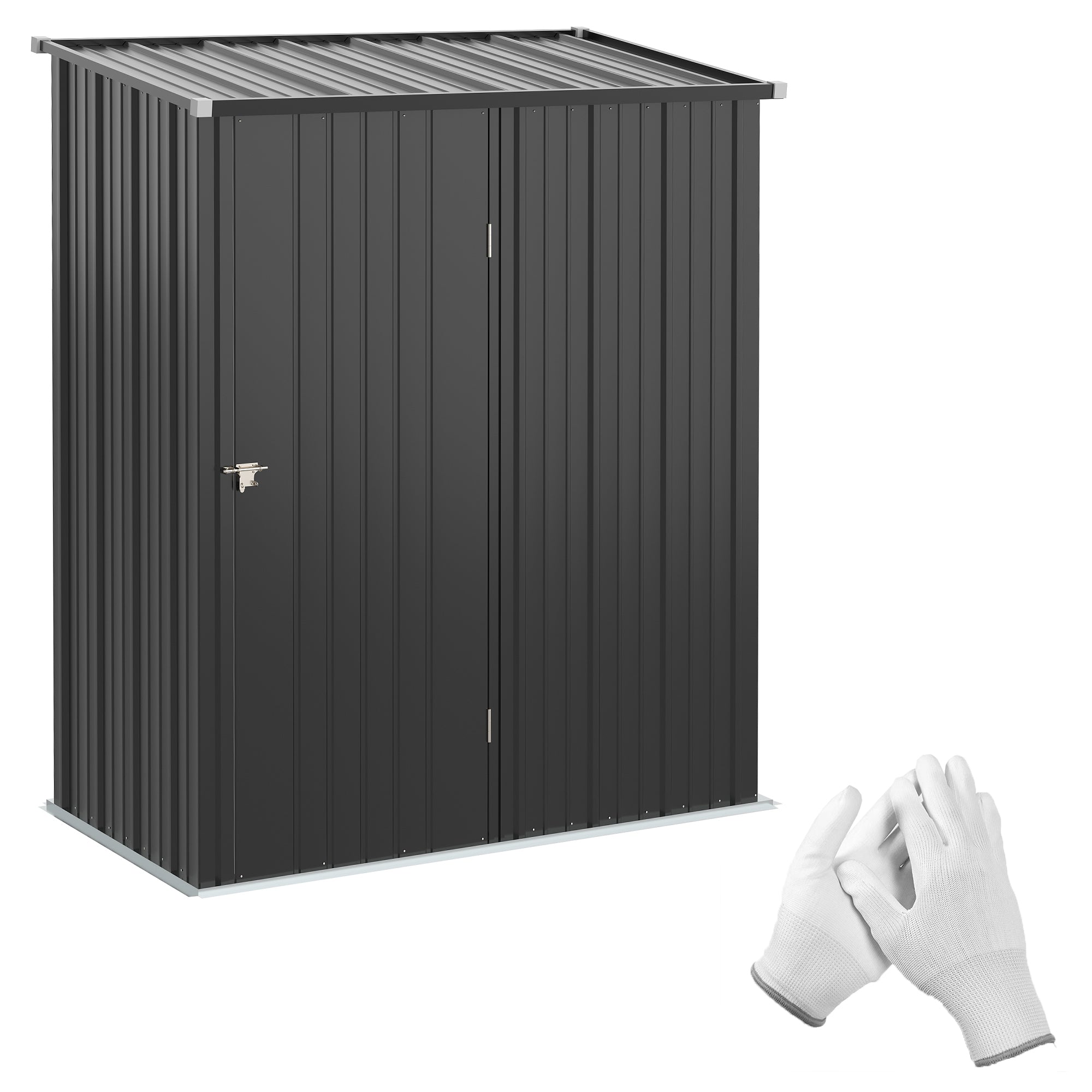 Garden Shed Lockable Cabinet Pent Roof 1.34 m² Galvanized Steel, Black