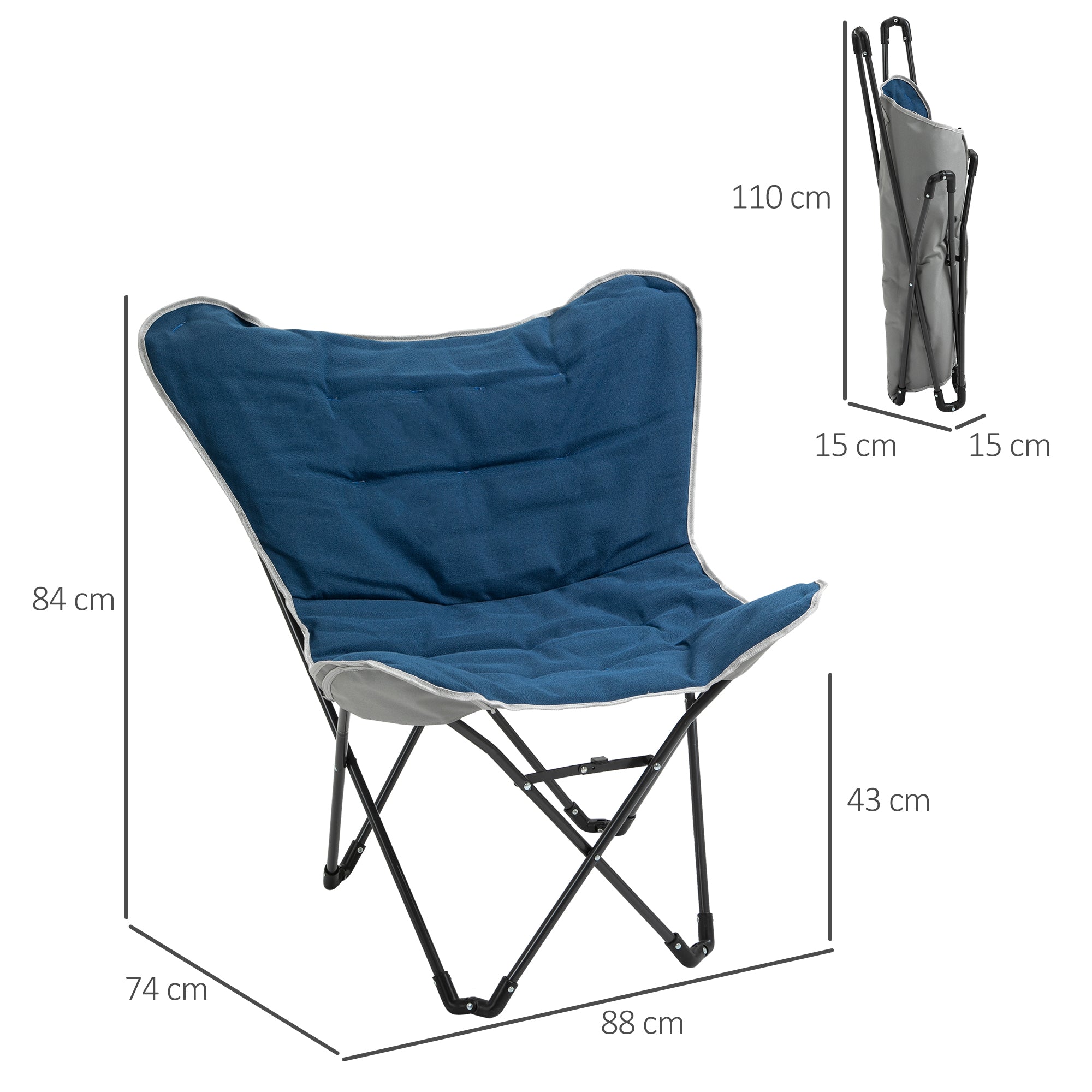 Foldable Camping Chair, 120kg Load, Lightweight, Portable, Steel