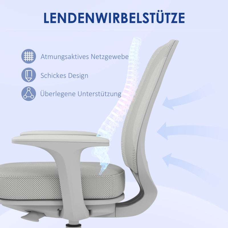 Vinsetto Office Chair, Ergonomic Desk Chair, Swivel, Height Adjustable, Grey