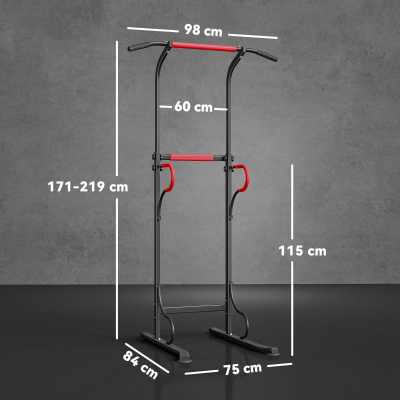 Power Tower Dip Station Height-Adjustable Pull-up Bar Suction Cups