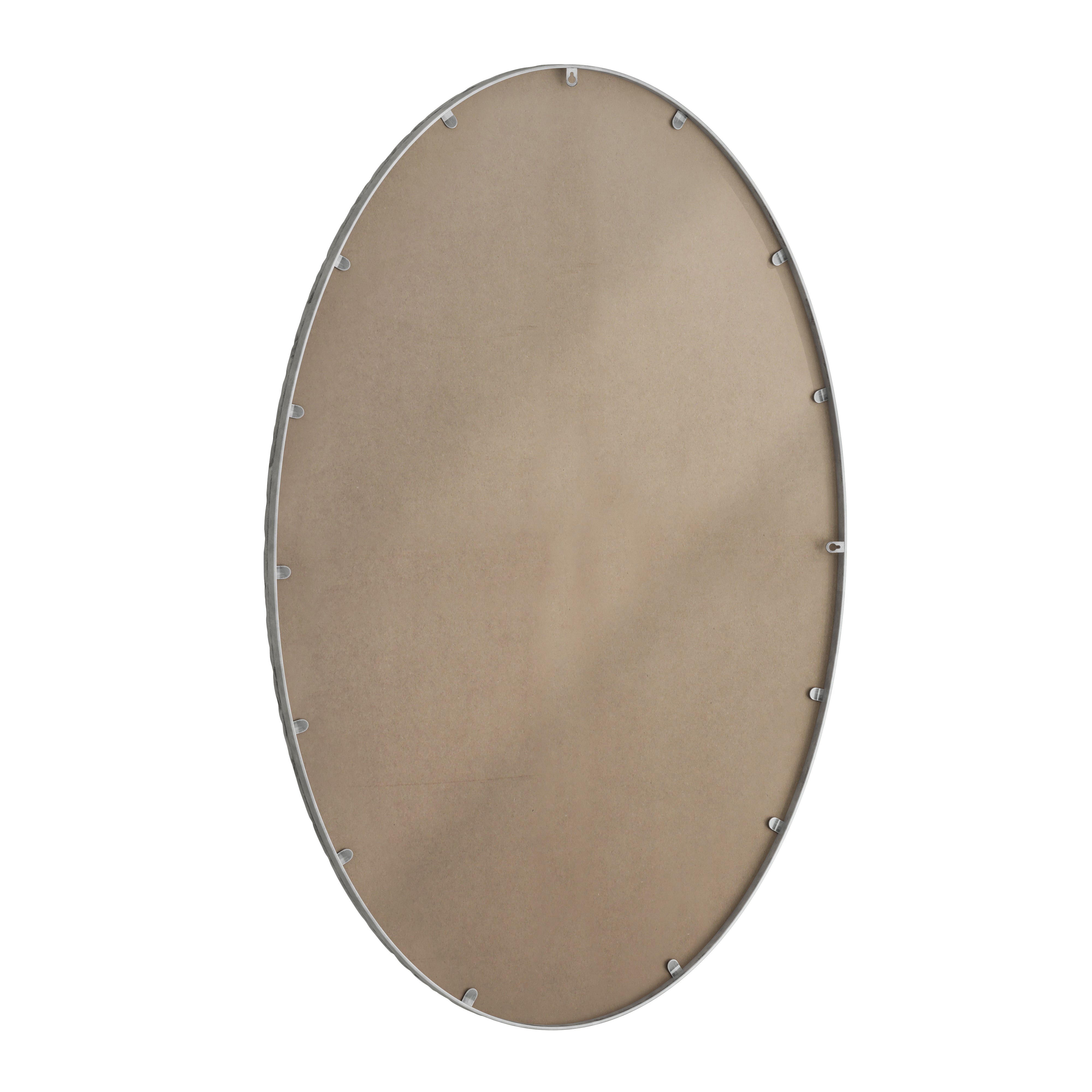 Iron Art Oval Mirror, Wall Hanging, Antique Effect, Silver