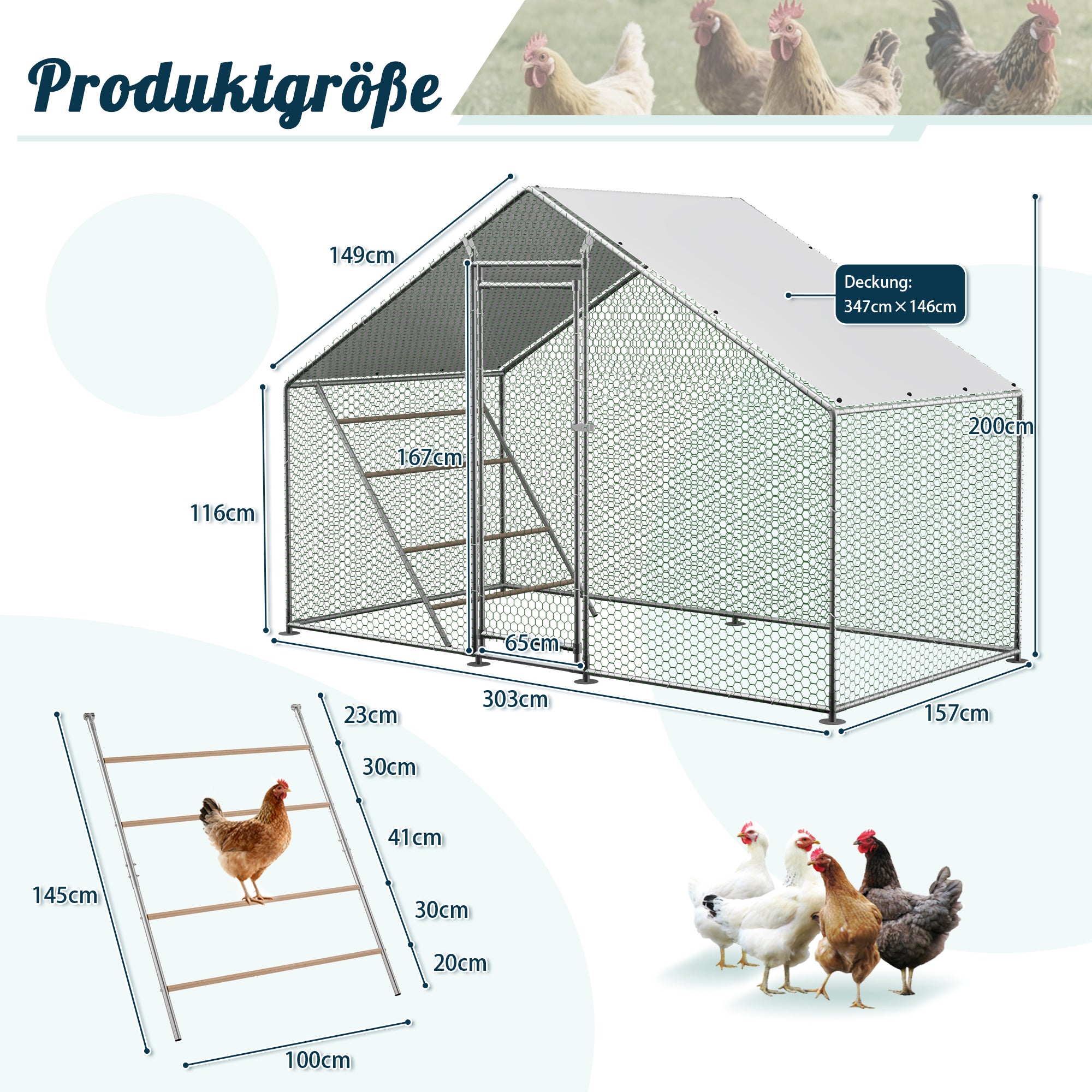 Chicken Coop - Run, Ladder, Secure, Weatherproof