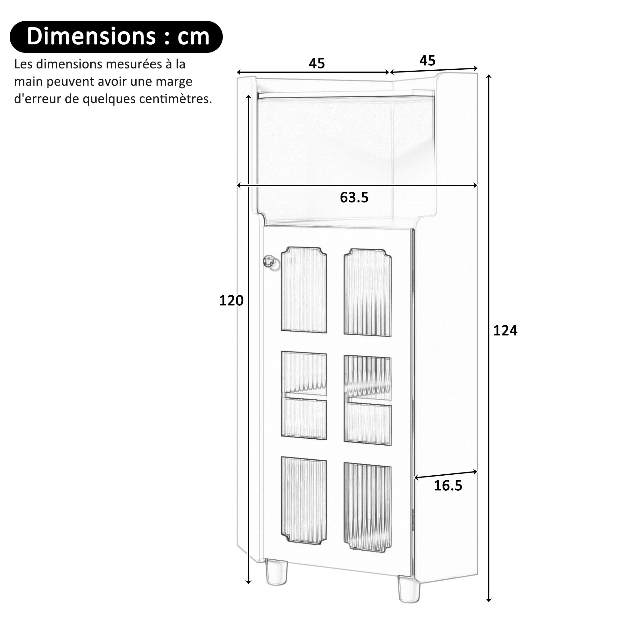 Corner Cabinet LED Lighting App Control Lacquered 63.5x124cm - White