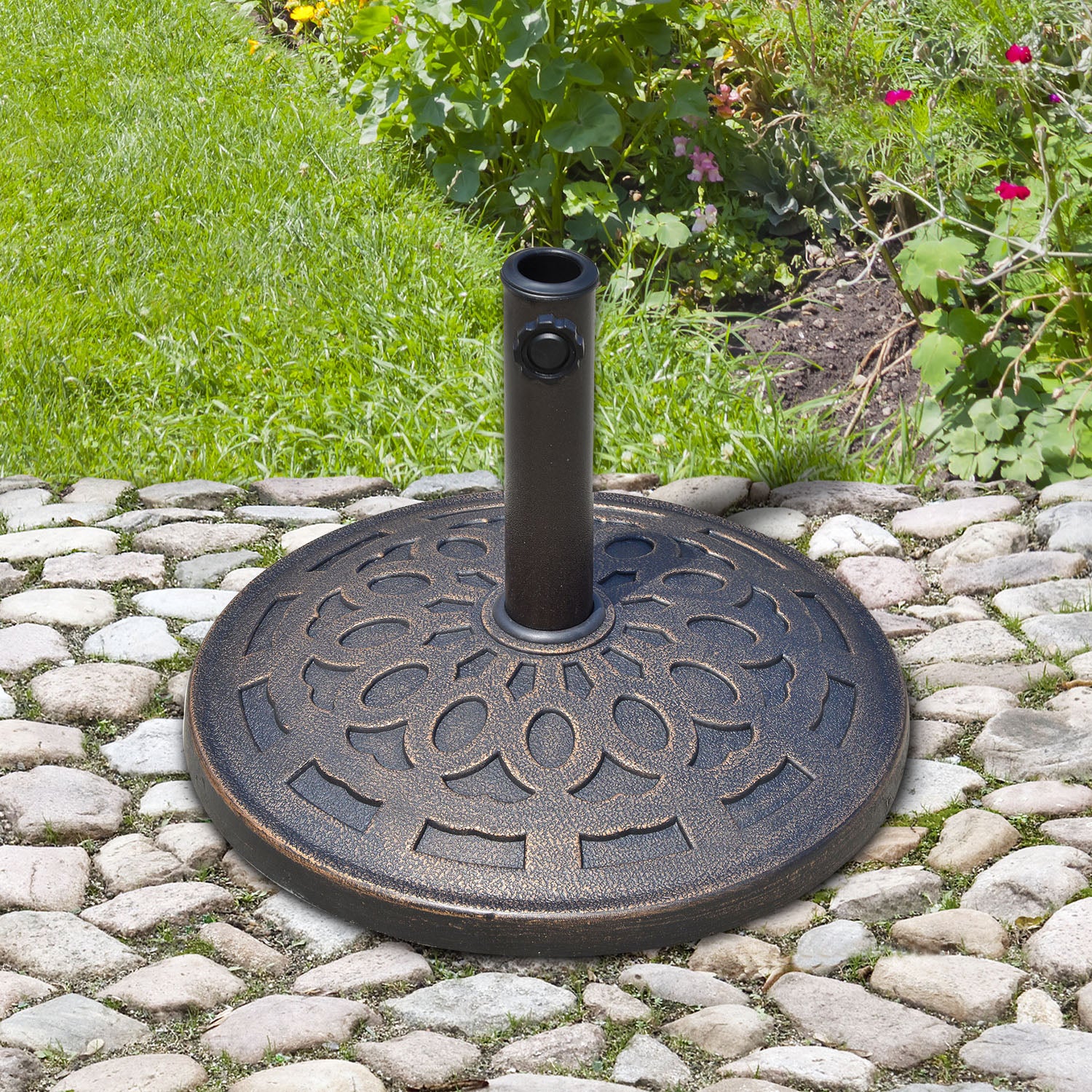 Parasol Base Round 14kg Stable Weatherproof Resin Bronze